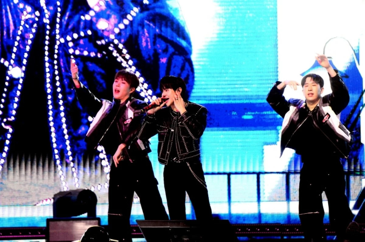 K-pop boy band Highlight performing at their 
