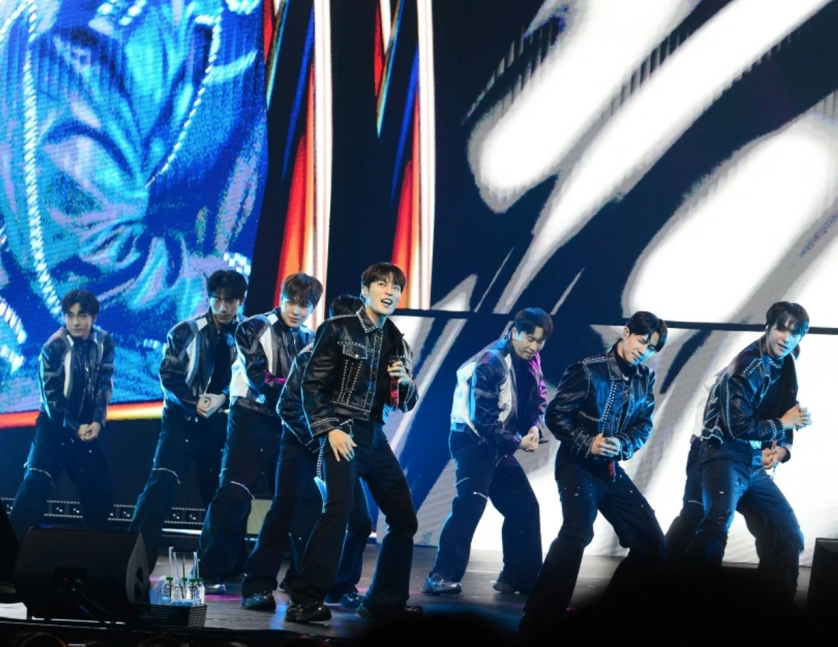 K-pop boy band Highlight performing at their 