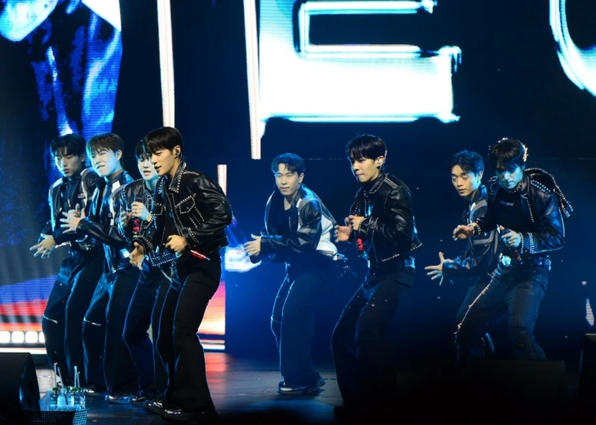 K-pop boy band Highlight performing at their 