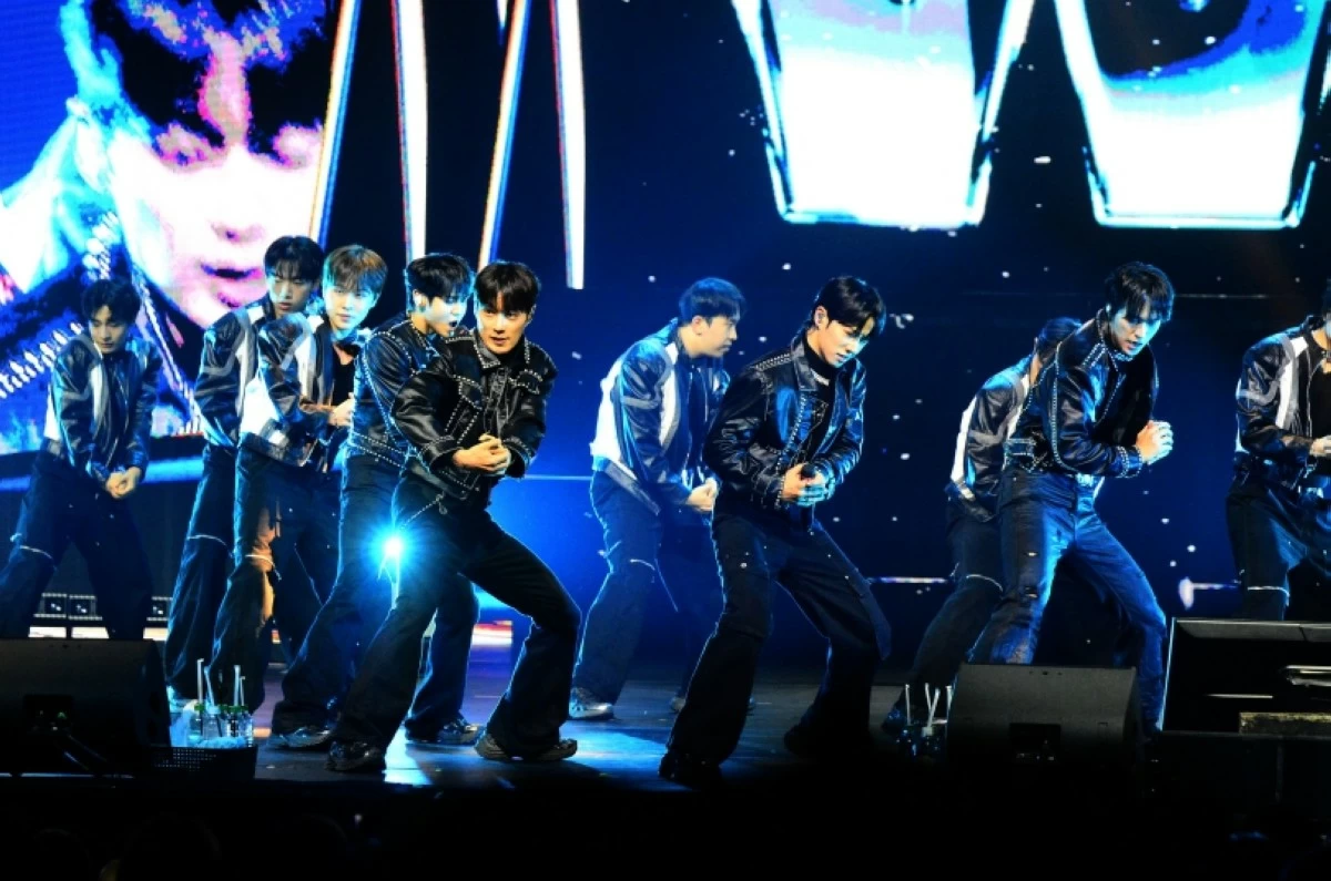 K-pop boy band Highlight performing at their 