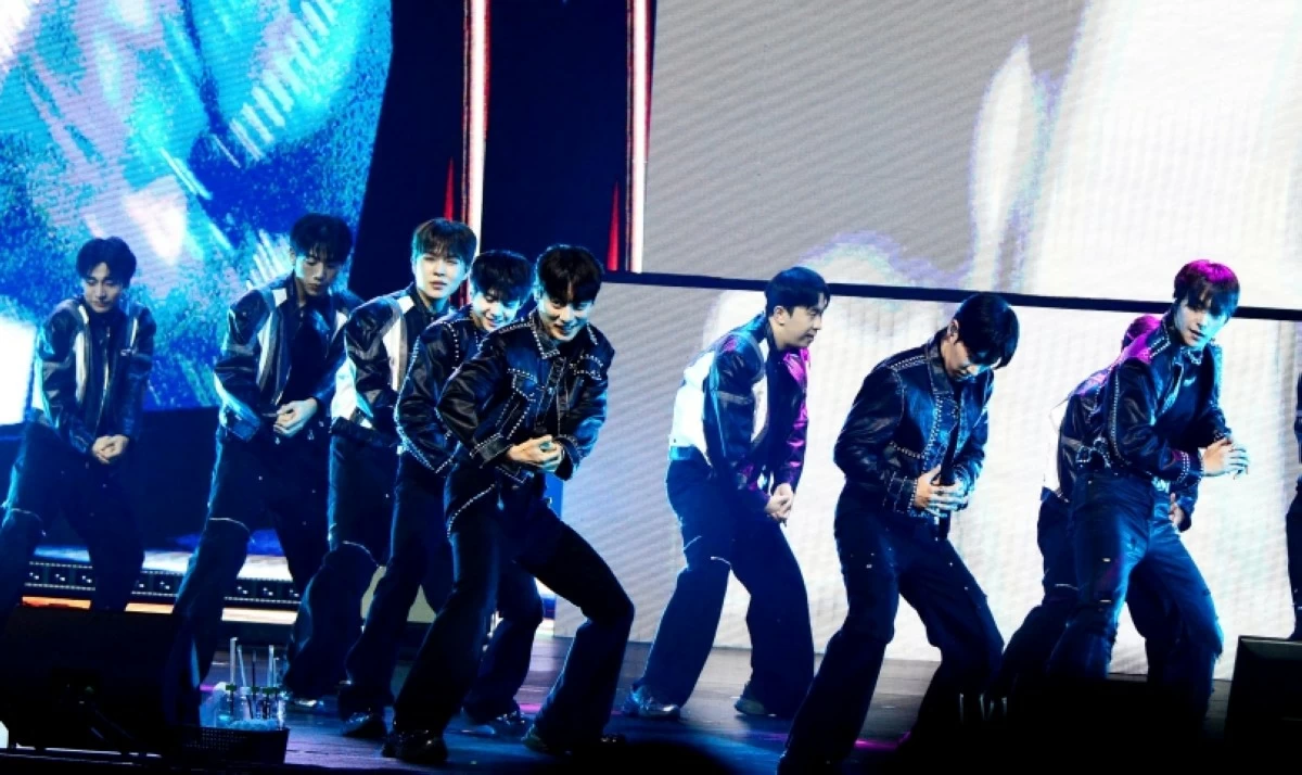 K-pop boy band Highlight performing at their 