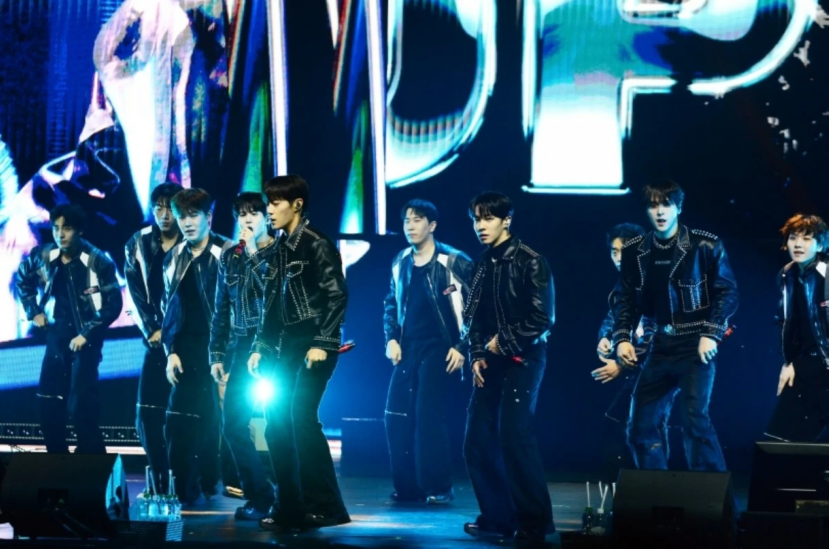 K-pop boy band Highlight performing at their 