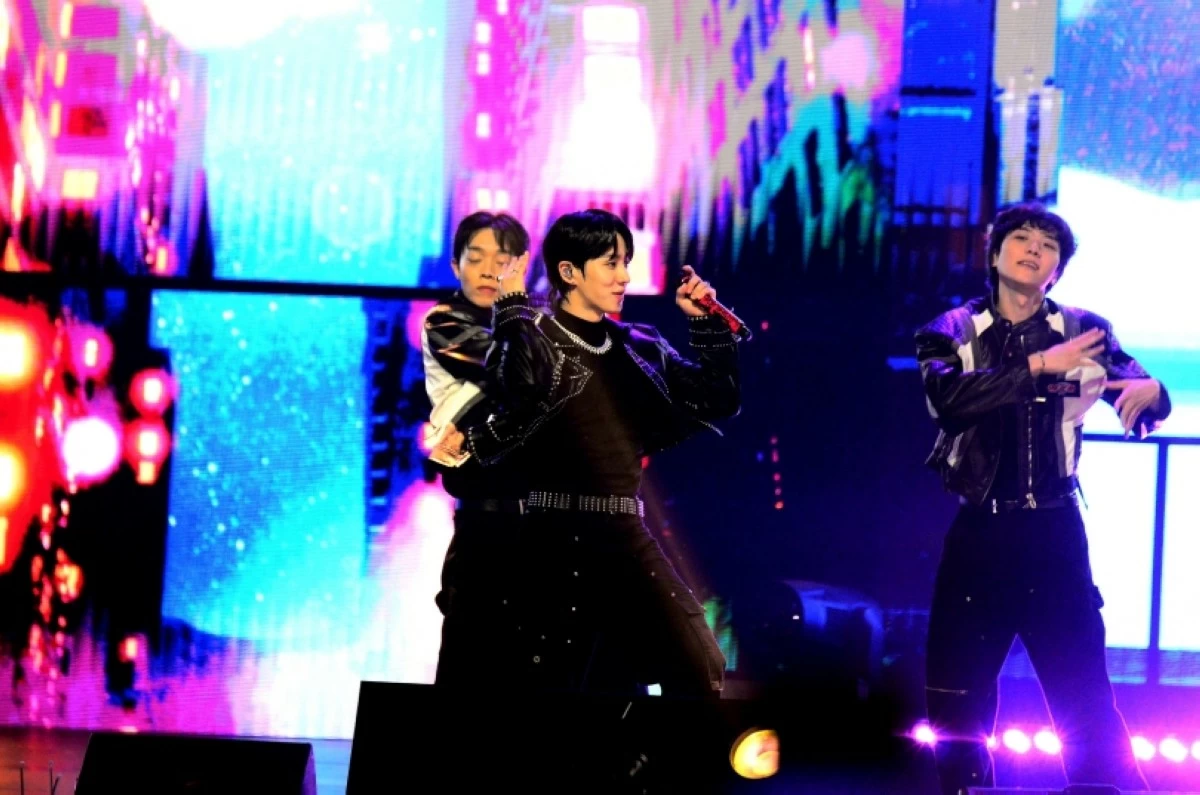 K-pop boy band Highlight performing at their 