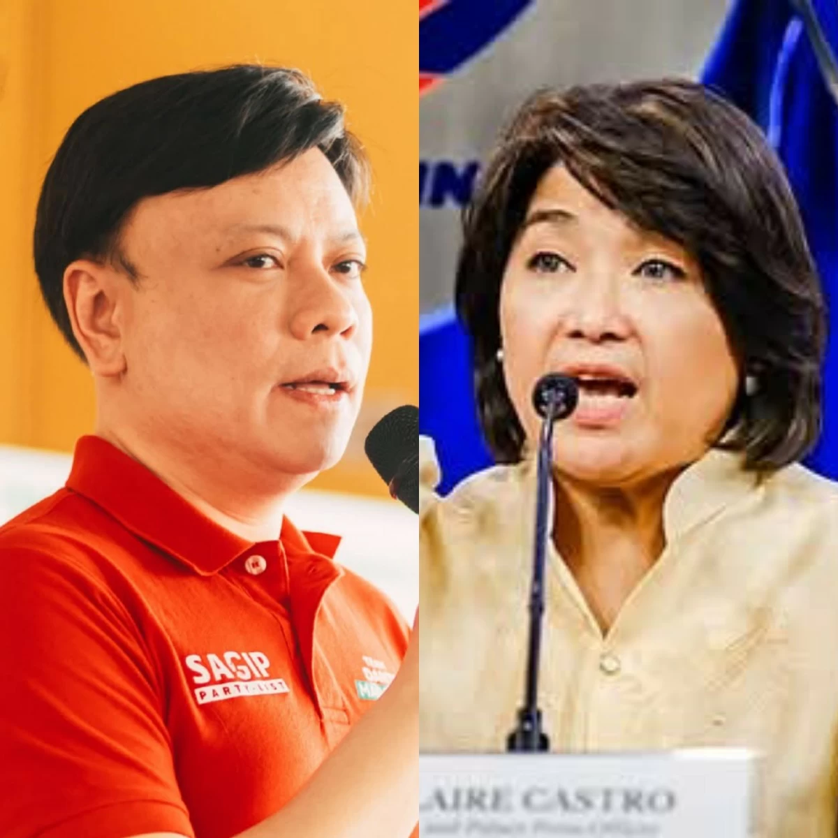 SAGIP Party-list Rep. Paolo Marcoleta (left), Presidential Communications Office (PCO) Undersecretary Claire Castro (Facebook)