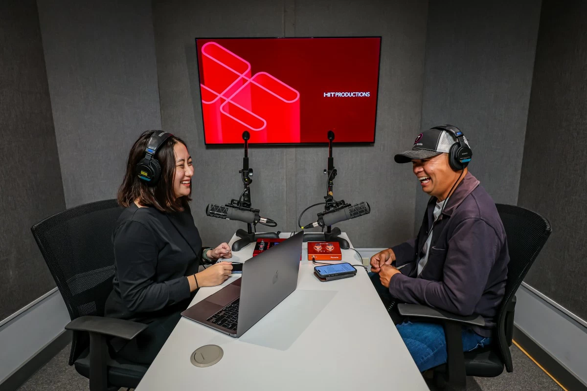 Vic Icasas and BP Valenzuela together in the recording studio.