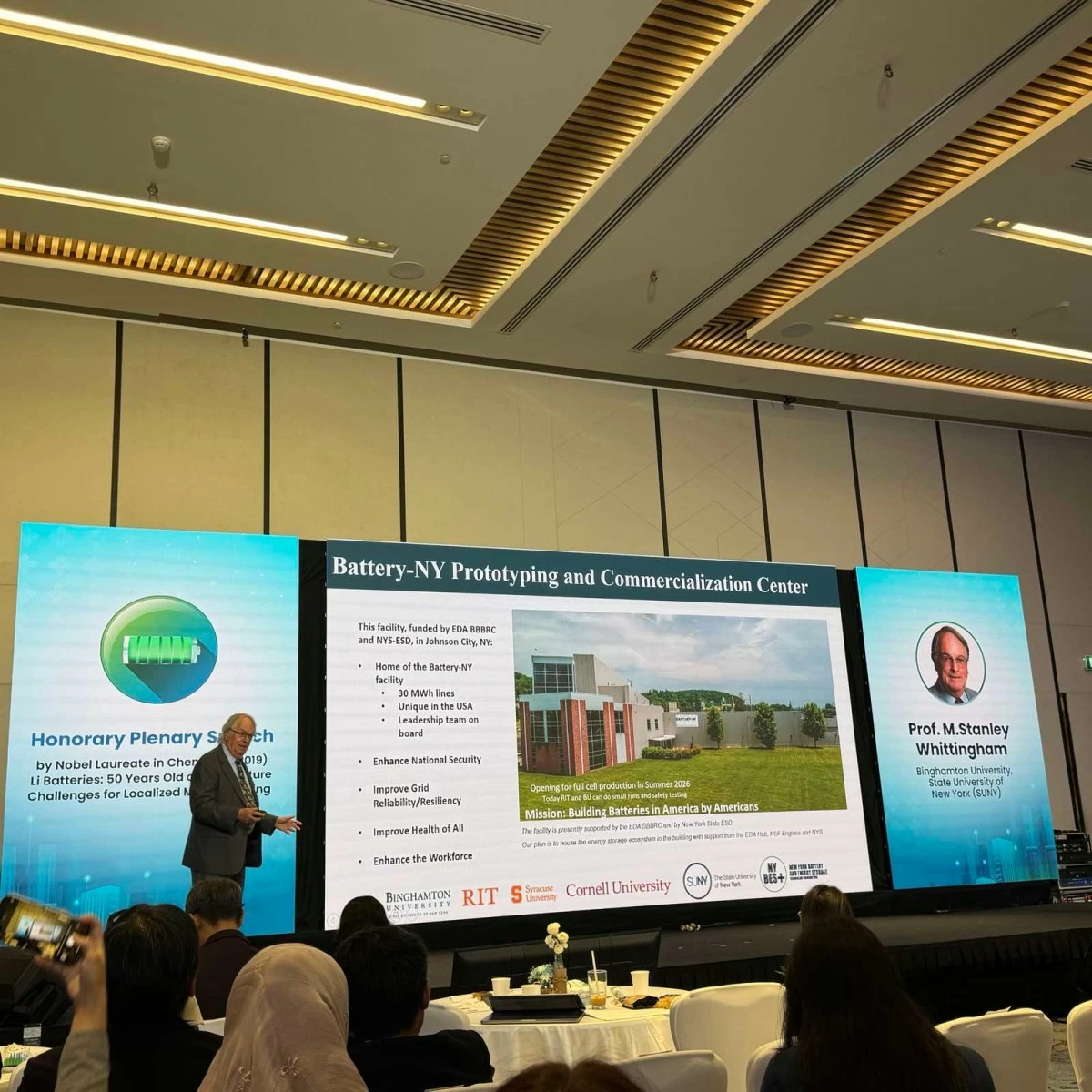 Prof. M. Stanley Whittingham, Nobel Laureate in Chemistry (2019) from Binghamton University, SUNY, delivered his honorary plenary speech on the future of lithium batteries and their critical role in advancing sustainable energy solutions during Day 1 of ABTC.