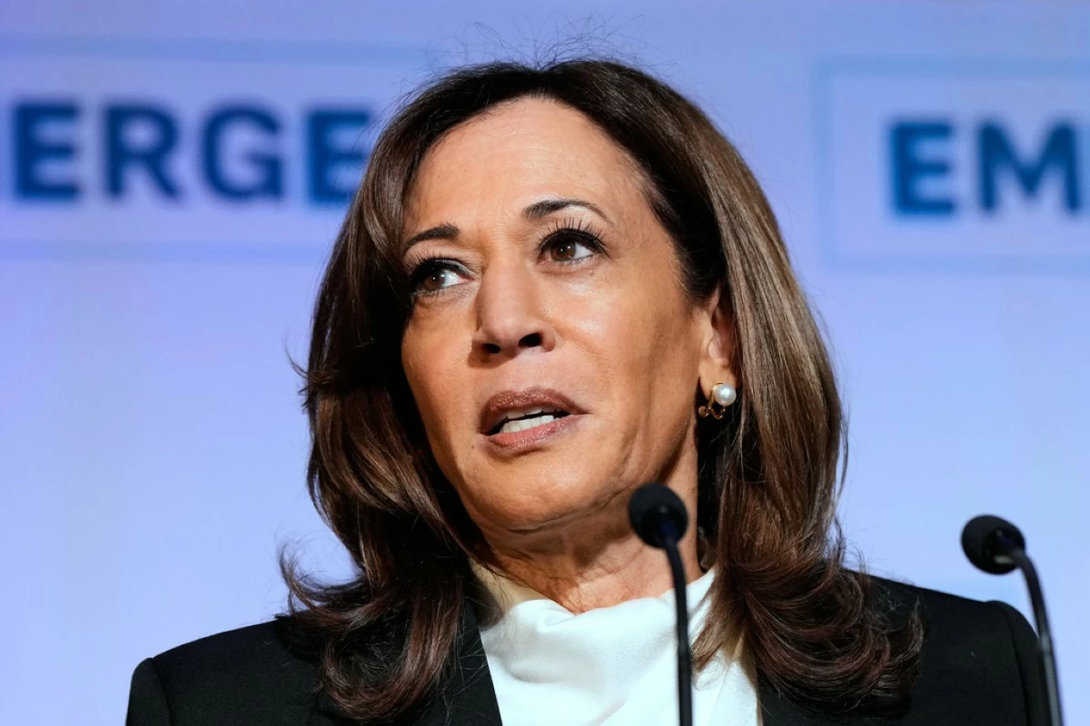 FILE - Former Vice President Kamala Harris delivers the keynote speech at the Emerge 20th Anniversary Gala in San Francisco, April 30, 2025. (AP Photo/Godofredo A. Vásquez, File)
