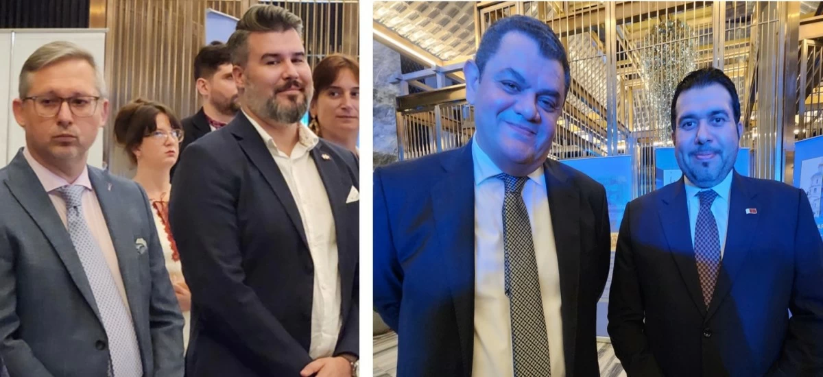 Tomasz Danel, Vice Consul of Poland with Consul Zsolt Horváth of Hungary Embassy; Ambassador Nader Nabil Zaki of the Embassy of Egypt with Ambassador Ahmed Saad N. A. Al-Homidi of the Embassy of Qatar