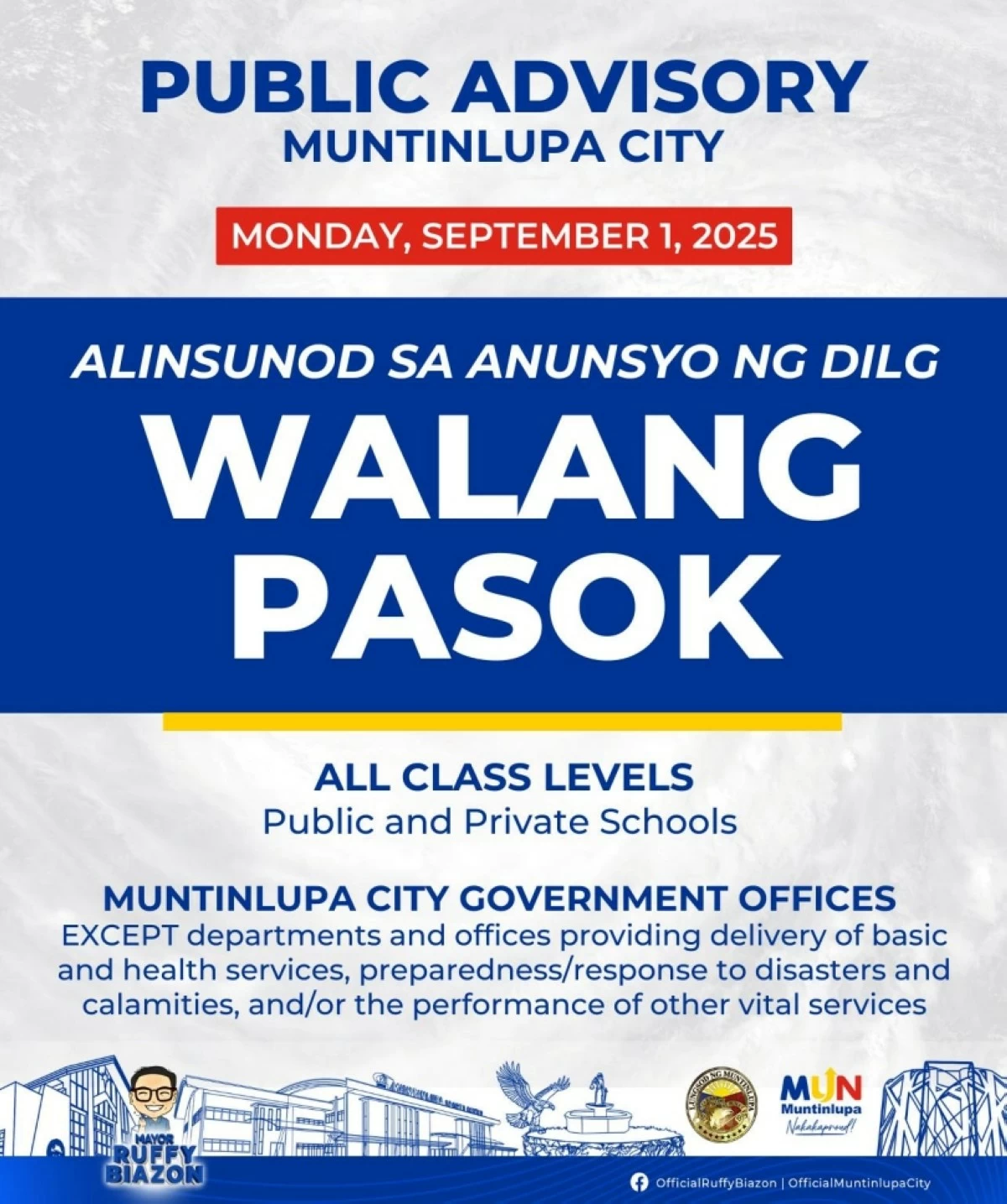 The Muntinlupa City government's advisory based on the DILG announcement (Photo from Muntinlupa PIO)