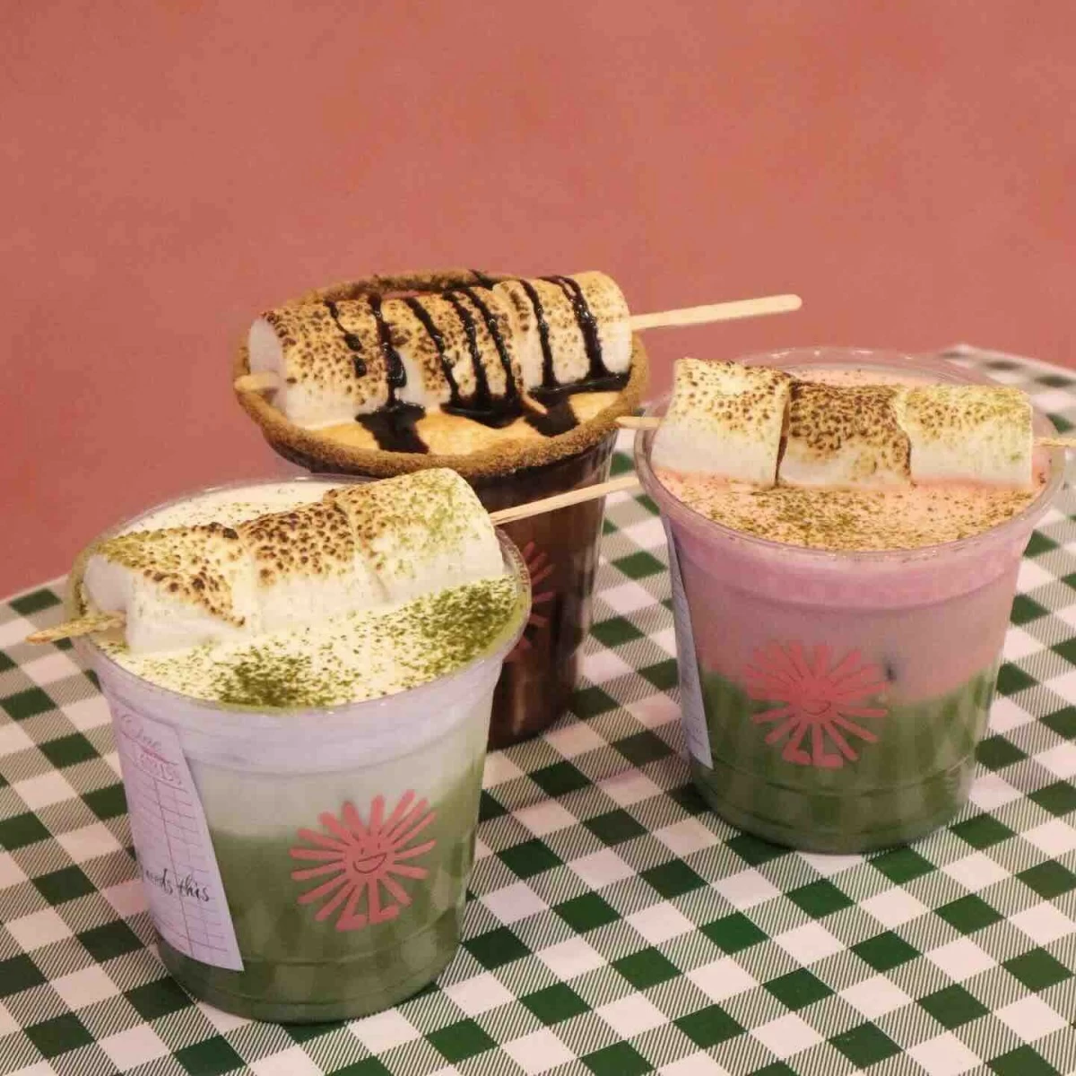 Perk up with Pink Mallow Matcha, Smores Latte, and Mallow Matcha at The Good One Café and Yogurt.
