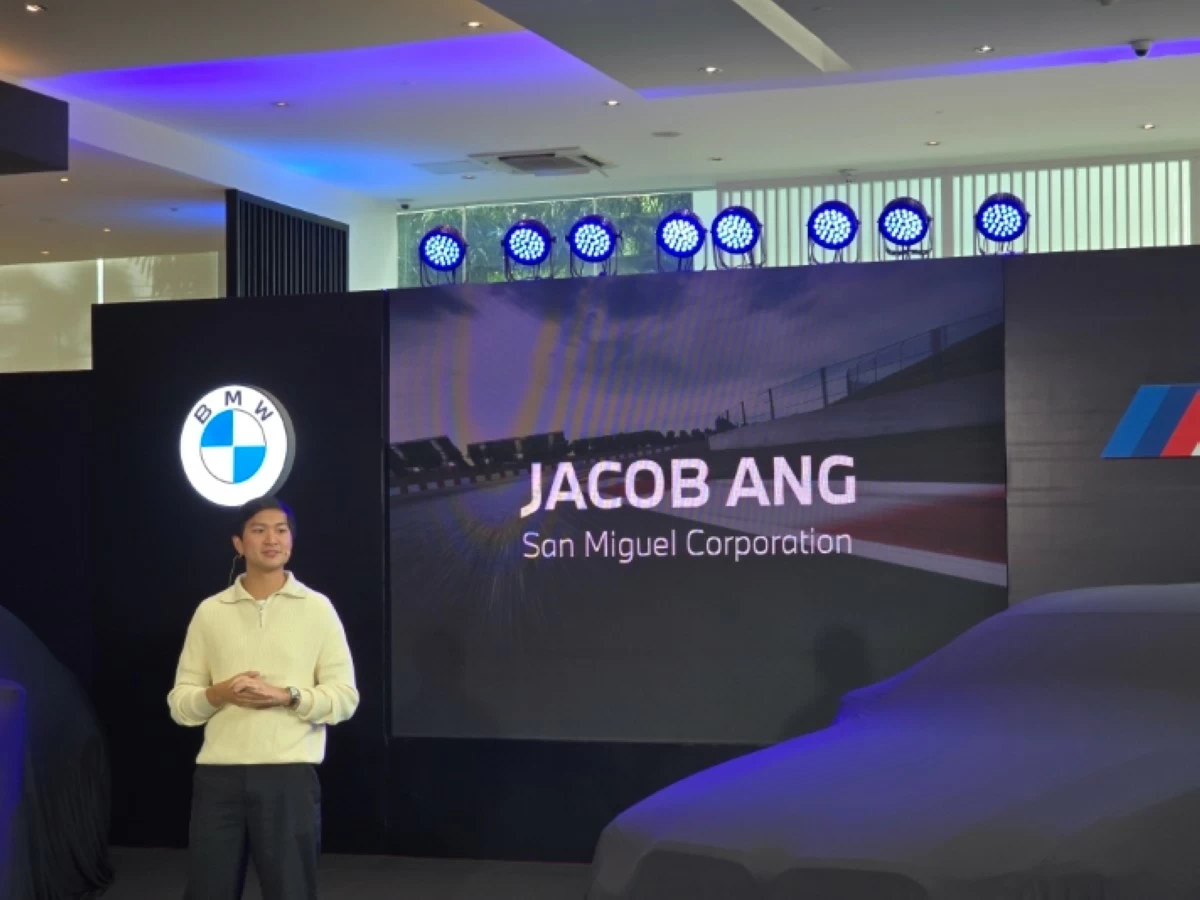 Jacob Ang of San Miguel Corporation welcomes media guests to the launch of the all-new BMW M5 Hybrid