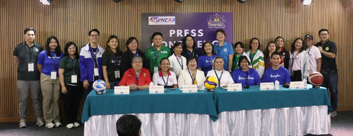 League and school officials pose during the press launching of the WNCAA Season 56.
