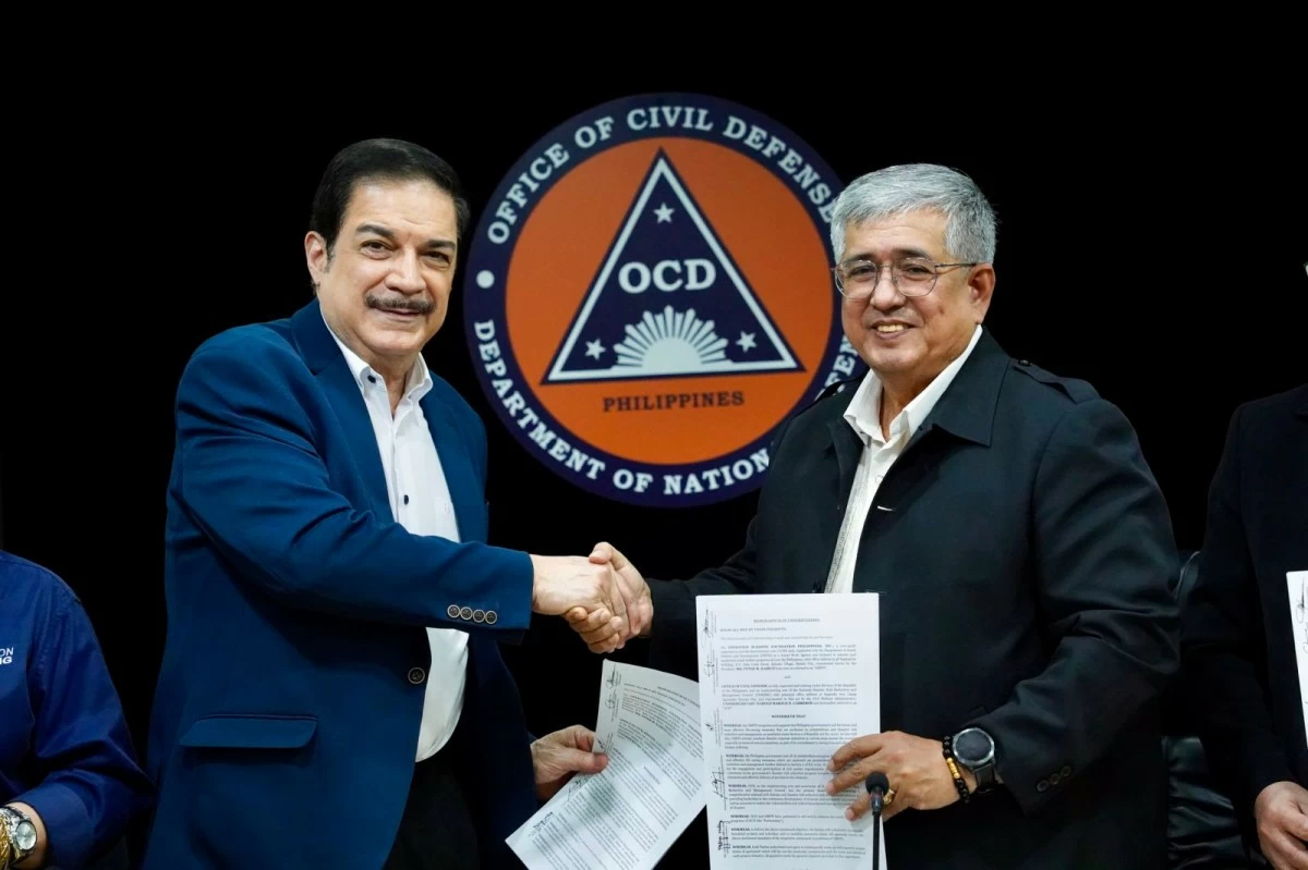 (L-R) Operation Blessing Foundation Philippines, Inc. (OBFPI) President Peter Kairuz and Office of Civil Defense (OCD) Administrator Usec. Harold Cabreros sign a memorandum of understanding (MOU) to enhance the country's disaster resilience, at the National Disaster Risk Reduction and Management Operations Center (NDRRMOC), Camp Aguinaldo in Quezon City on Sept. 2, 2025. (Photo: OCD)