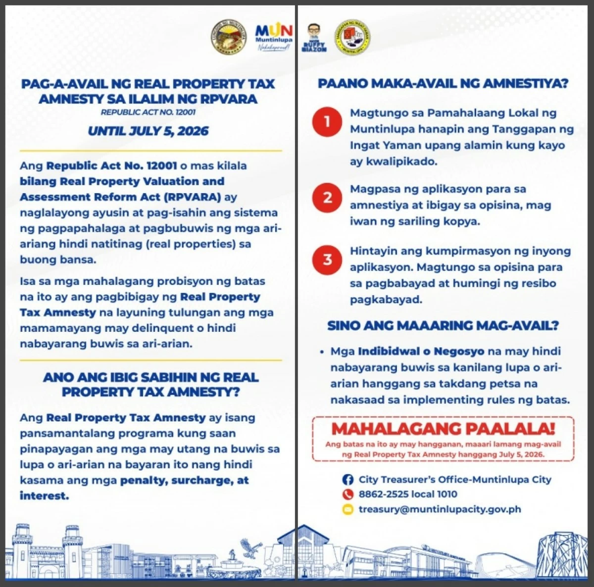 The real property tax amnesty announcement by the Muntinlupa City government (Photo from Muntinlupa PIO)