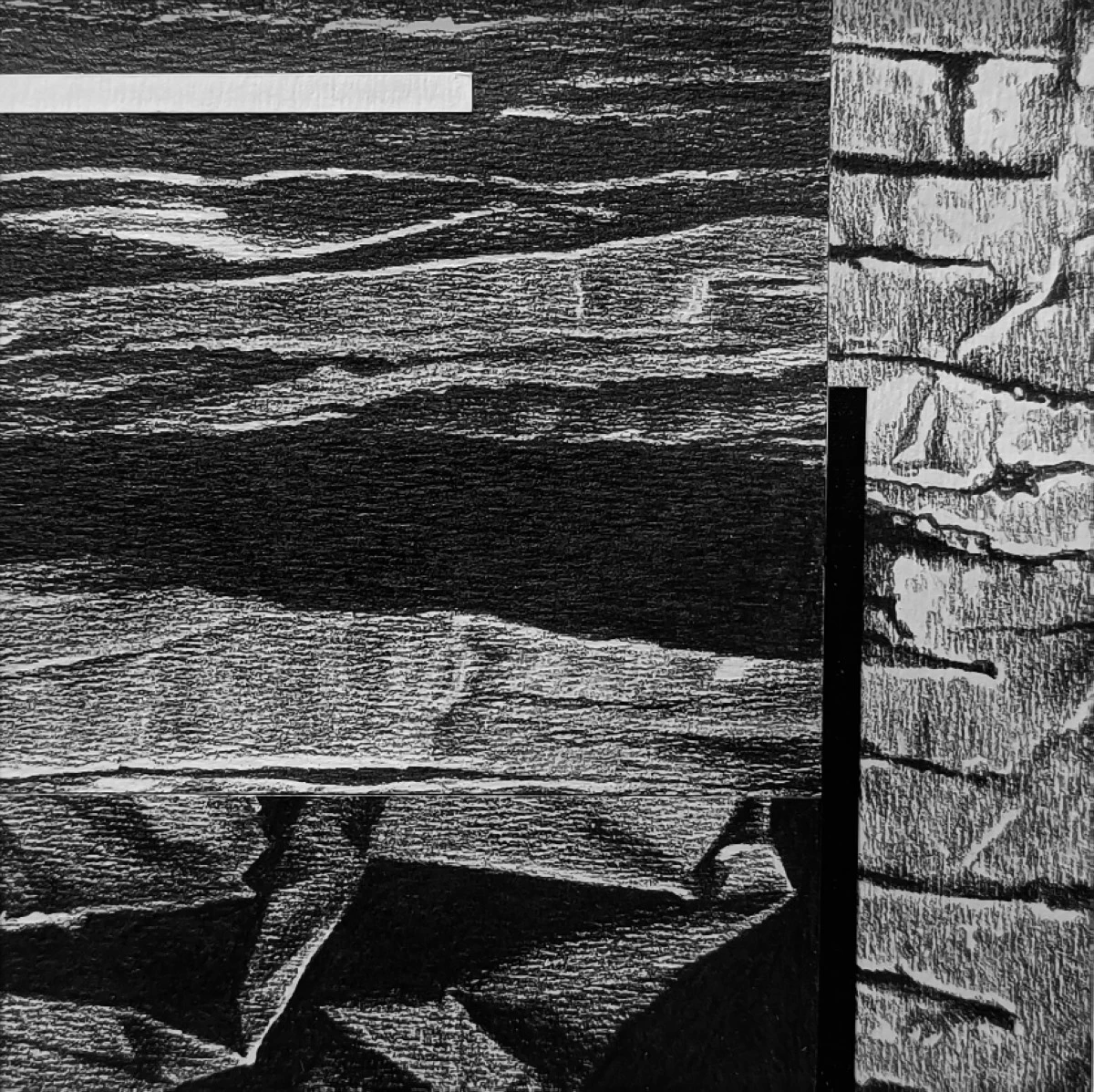 'REMNANTS III,' graphite on paper, 12x12 inches, 2025