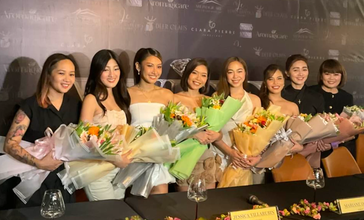 From left: Director Flo Reyes; Kapuso artists Chloe Redondo, Thea Astley, Jessica Villarubin, Marianne Osabel, Hannah Precillas, and Wide Music Entertainment producers Pauline Publico and April Martin.