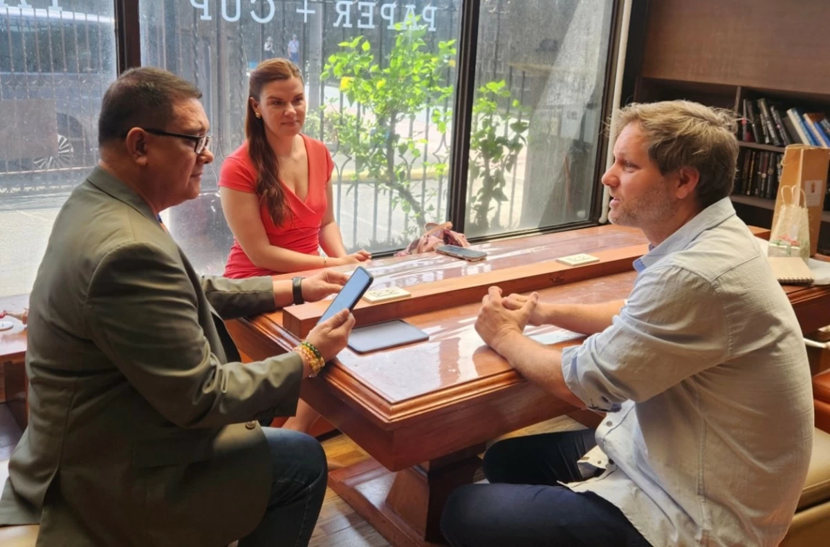 Hungarian cellist Zoltán Onczay, joined by Ambassador Dr. Titanilla Tóth of the Embassy of Hungary, during an exclusive one-on-one interview with Manila Bulletin Entertainment Editor Bobby Requintina