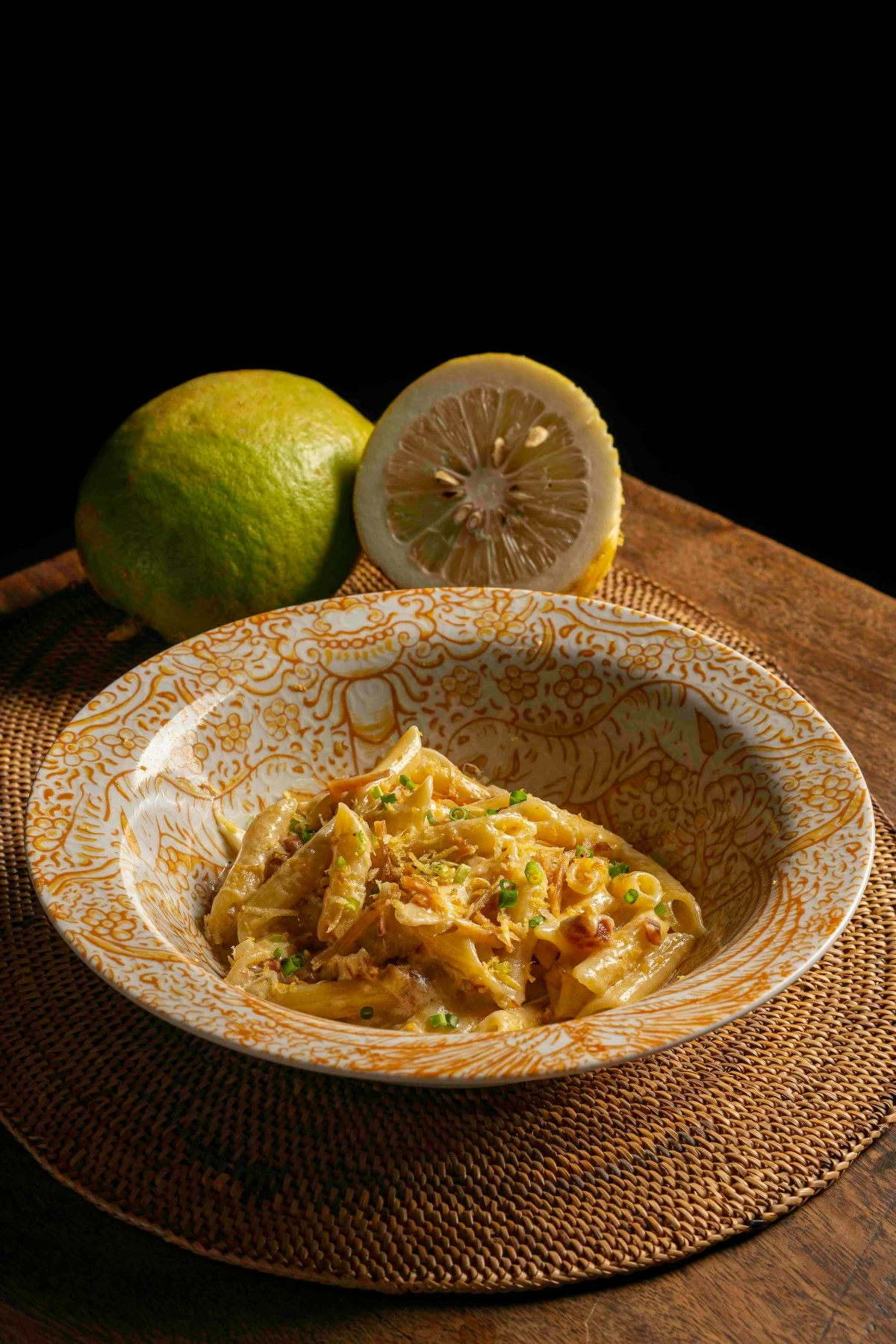 ZESTY CATCH Arayu Pinpin Penne Cream Pasta blends dried mahi-mahi with a rich fish-cream sauce, lifted by the citrusy zest of native Ducban lemon.