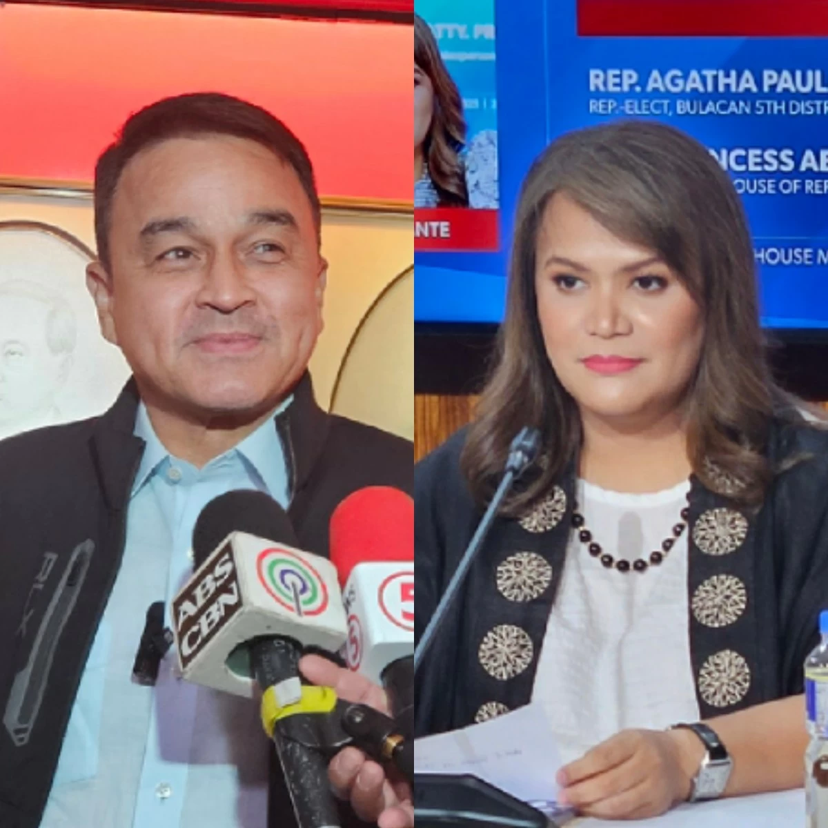 Robert Ace Barbers (left), House Spokesperson Princess Abante (Ellson Quismorio/ MANILA BULLETIN)