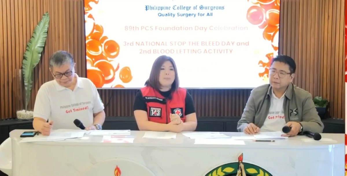 Present during the event at the PCS building in Quezon City were PCS Committee on Trauma Chair Dr. Jorge Concepcion, Disaster Management Service, PRC Pangasinan Chapter chairperson Maybeline Fernandez, and PCS Past President Dr. Vivencio Jose Villafor. (Screenshot/PCS facebook page)