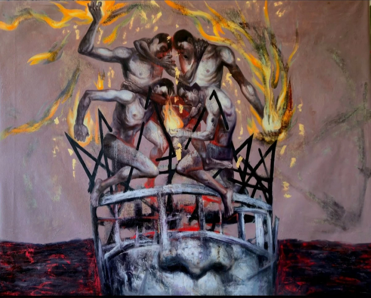 'NAGTUTUNGGALING MAGKAURI,' 48x60 inches, oil on canvas, 2025