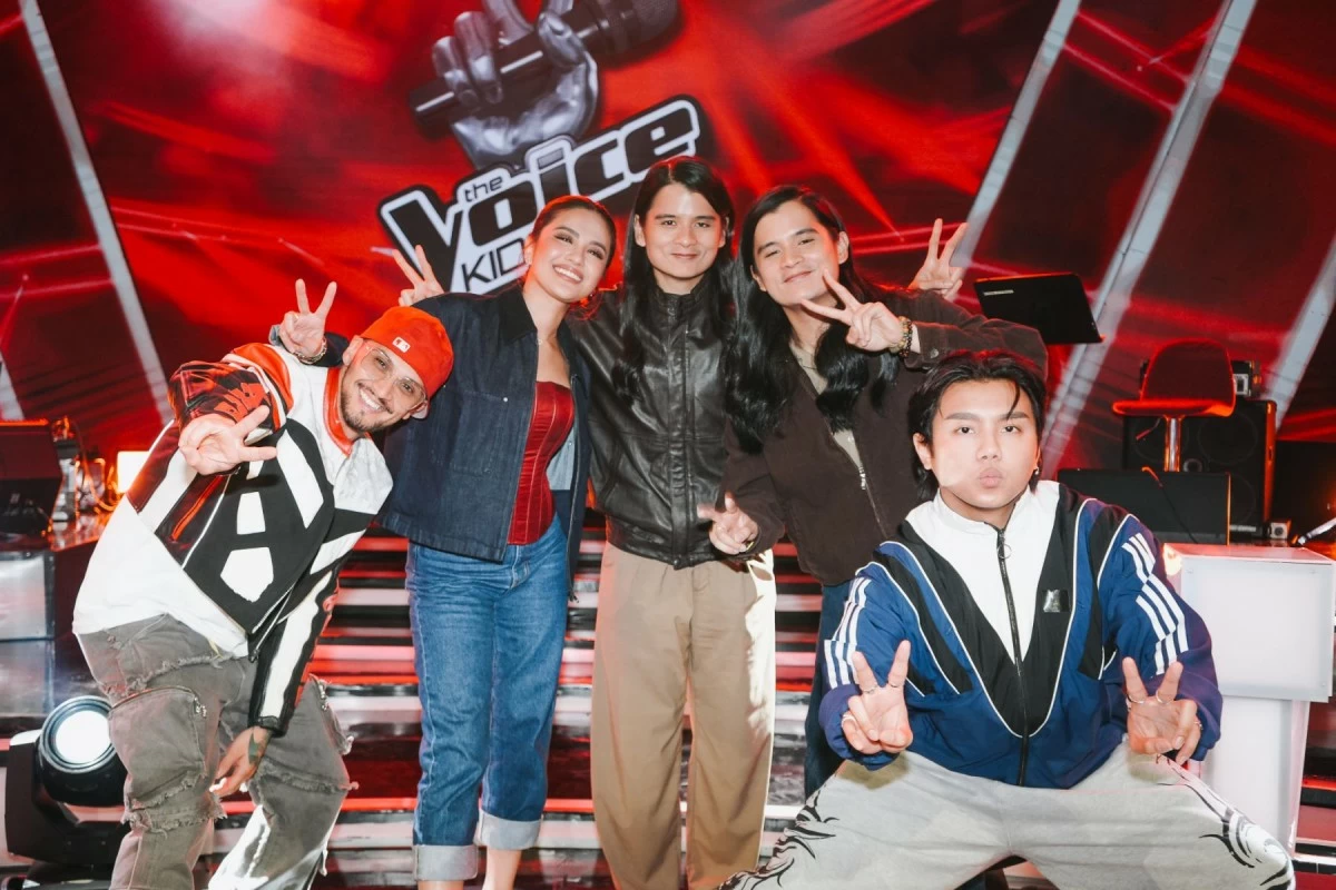 The coaches of The Voice Kids. From left: Billy Crawford, Julie Anne San Jose; twins Miguel and Paolo of Ben&Ben; and Zack Tabudlo.