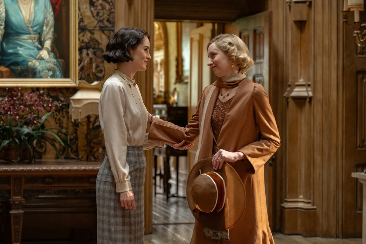 Michelle Dockery stars as Lady Mary and Laura Carmichael as Lady Edith in 'Downton  Abbey: The Grand Finale.'