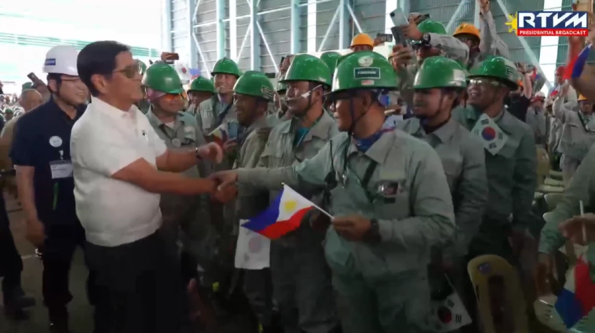 President Ferdinand R. Marcos Jr. leads the inauguration ceremony of the Hyundai Shipyard in Subic, Zambales on Sept. 2, 2025.(RTVM)