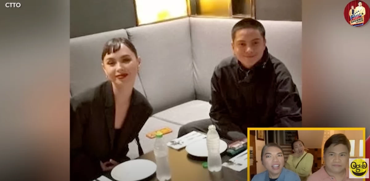 A screenshot of rumored sweethearts Daniel Padilla and Kaila Estrada taken from the YouTube show of entertainment journalist Ogie Diaz.