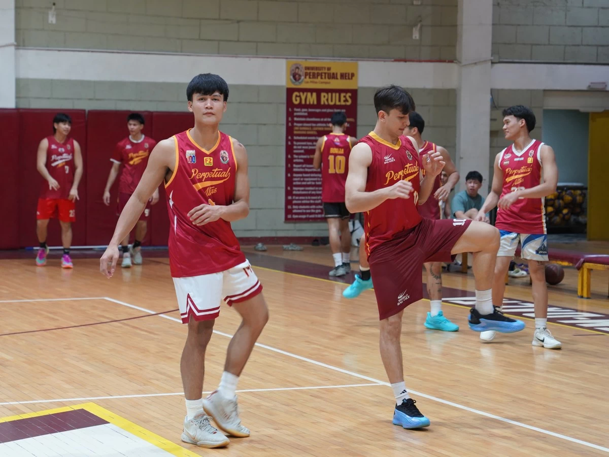Co-Captains John Abis and Patrick Sleat lead the daily training at Home of the Altas gym in Las Pinas City in preparation for NCAA Season 101, which unfurls on October 1, 2025. (Dennis Abrina)
