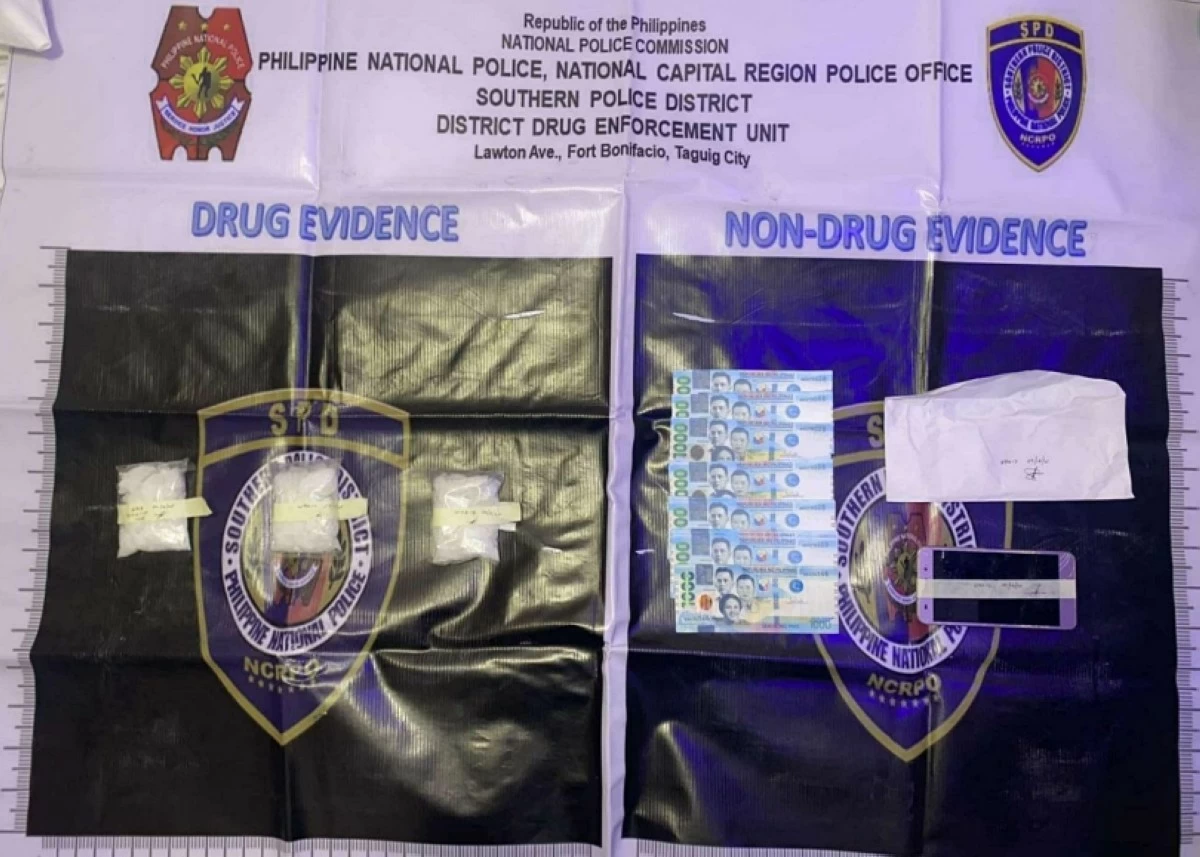 The shabu and other evidence seized by the police in Taguig (Photo from SPD) 