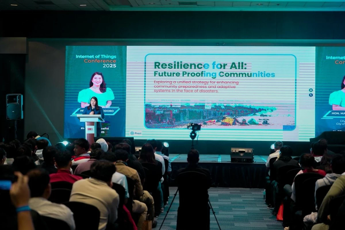 Marikina City Mayor Maan Teodoro speaks at the IoT 2025 Conference: Resilience for All, Future-Proofing Our Communities at the SMX Convention Center. (Photo from Marikina PIO)