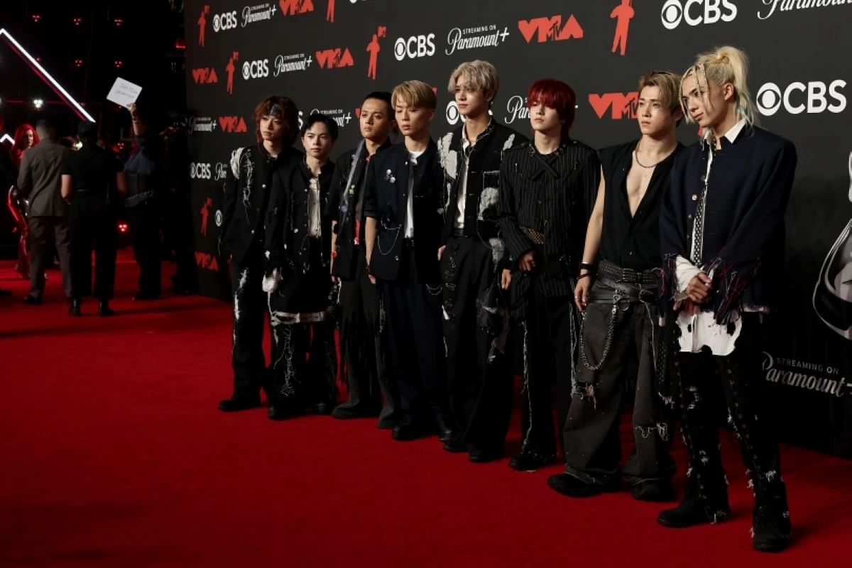 Japanese boy group One or Eight attends the 2025 MTV Video Music Awards at UBS Arena on September 7, 2025 in Elmont, New York. (Getty Images for MTV)
