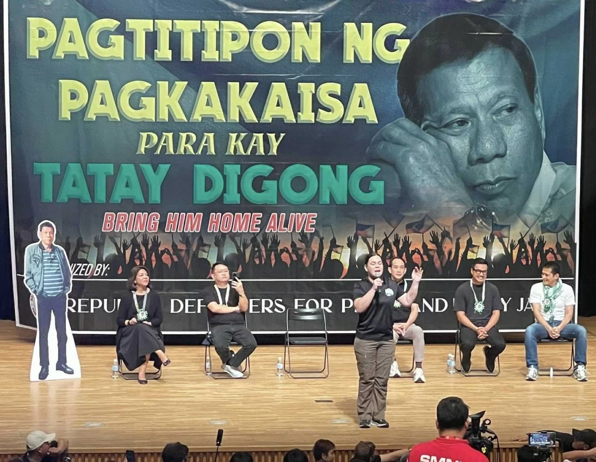 Vice President Sara Duterte speaks before the Filipino community at the Miwa Cultural Center in Ama City, Nagoya on Sunday, Sept. 21, 2025. (Photo courtesy of Olivia Esguerra via Facebook)

