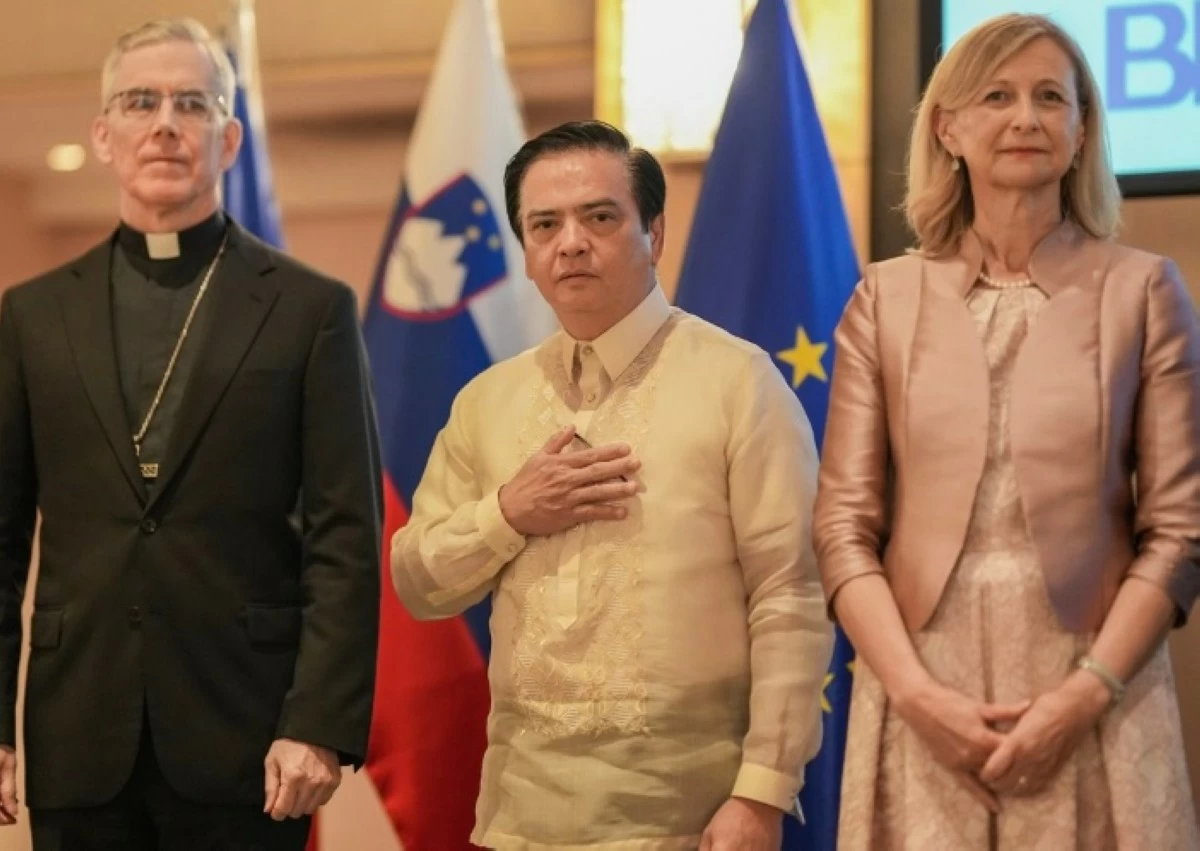 Apostolic Nuncio Achibishop Charles Brown with DFA Undersecretary Charles C. Jose and Ambassador H.E. Smiljana Knez