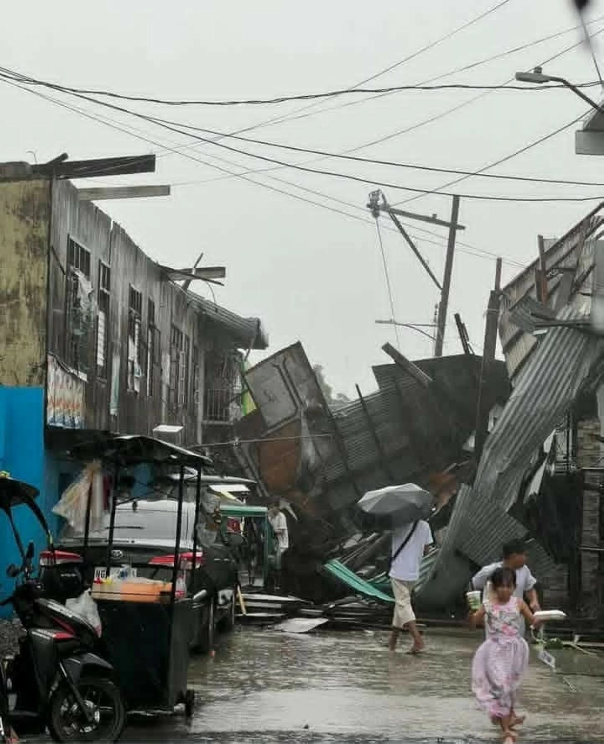 A dismal scene in Barangay Longos, Meycauayan City, Bulacan, where a tornado ripped through seven houses on Tuesday, Sept. 23, 2025. (Photo shared by Bradford Bergania)