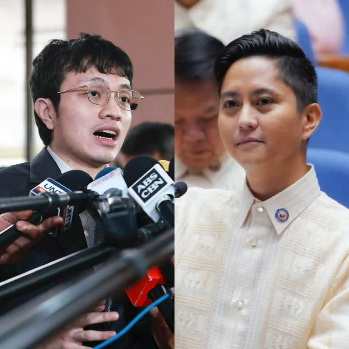 Cavite 4th district Rep. Francisco "Kiko" Barzaga (left), Ilocos Norte 1st district Rep. Sandro Marcos (Facebook, PPAB)