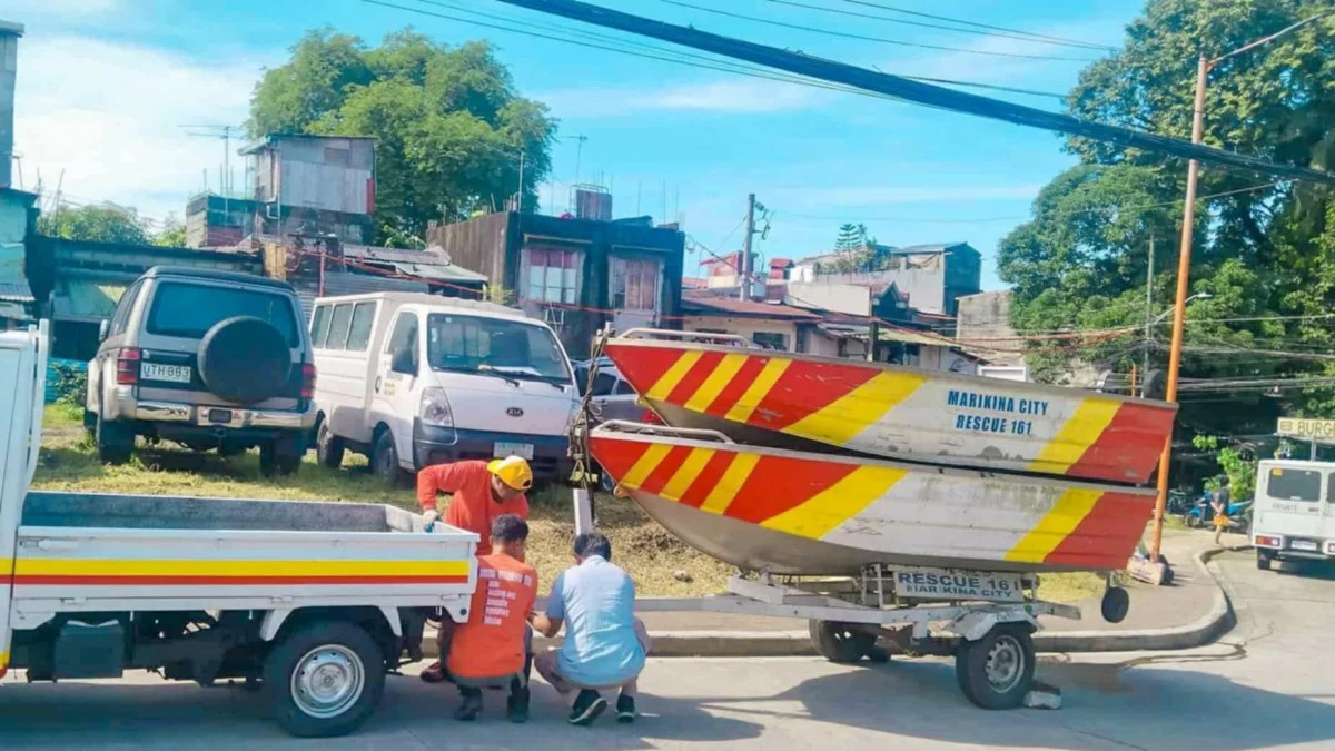 Marikina LGU deploys rescue boats in strategic areas in preparation for severe tropical storm 