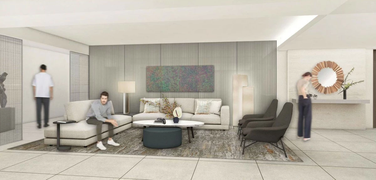 Artist’s perspective rendered photo: The 36.7 m² Living Area of the Presidential Villa, offering generous space for relaxation and gatherings in refined comfort.
