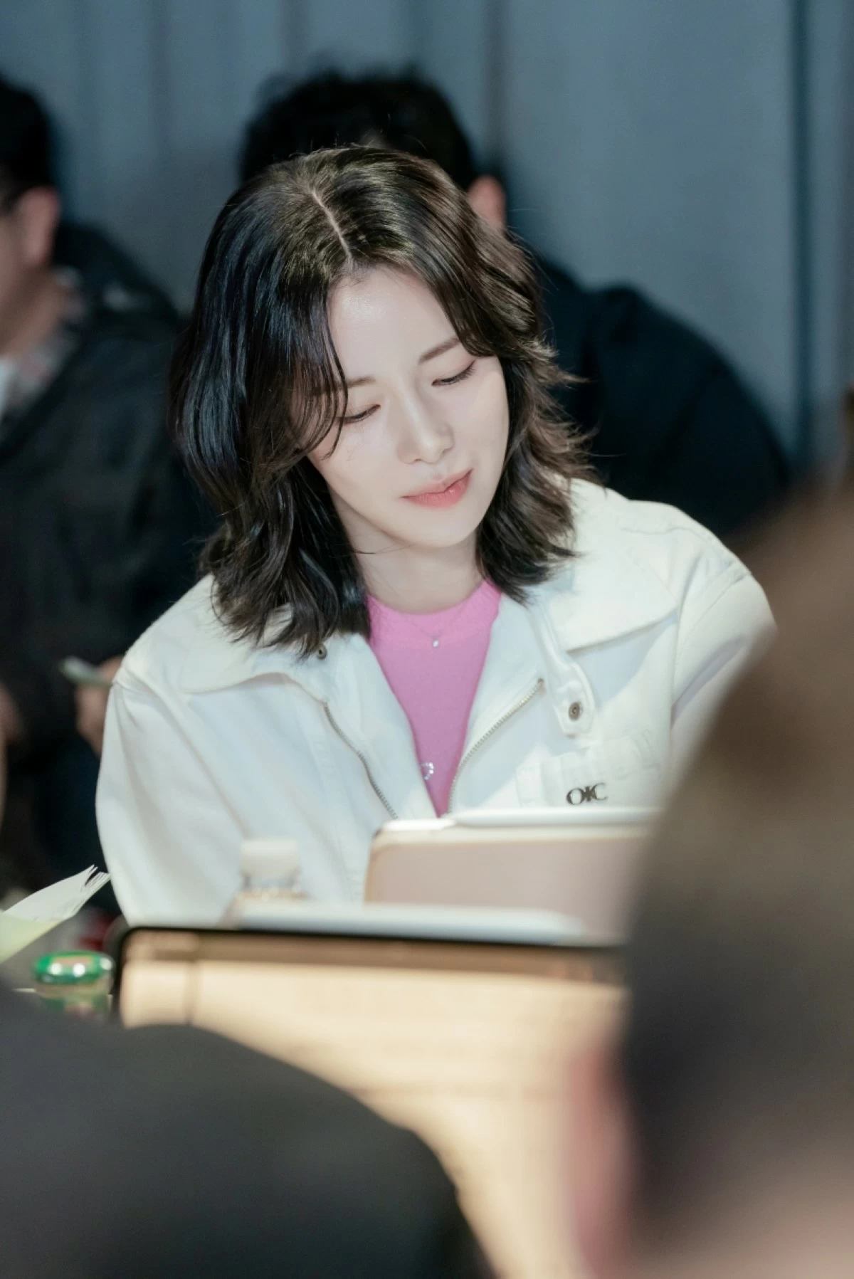 Lim Ji-yeon during a table-read for “Nice to Not Meet You” (Prime Video)