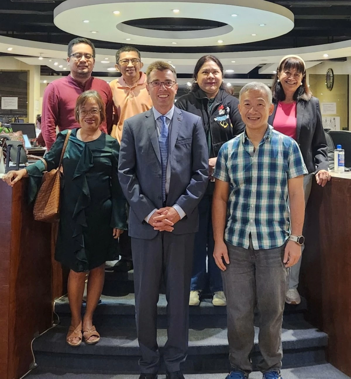 (From left, first row) Thelma Gecolea of the European Union, Ambassador Mariomassimo Santoro, and Dr. Emilio C. Yap III; (from left, second row) Assistant Business Editor Ben de Vera, Section Editor Tristan Lozano, Senior Editor Isabel C. de Leon, and Executive Editor Pinky C. Colmenares