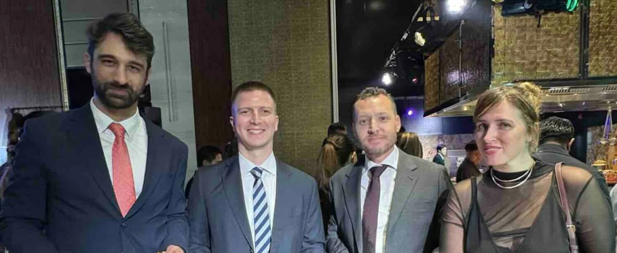 Fabricio Sordoni from the Embassy  with Pedro Pizarro, and Giorgio Raggi of the Embassy of Chile, and Tatiana Kopelman