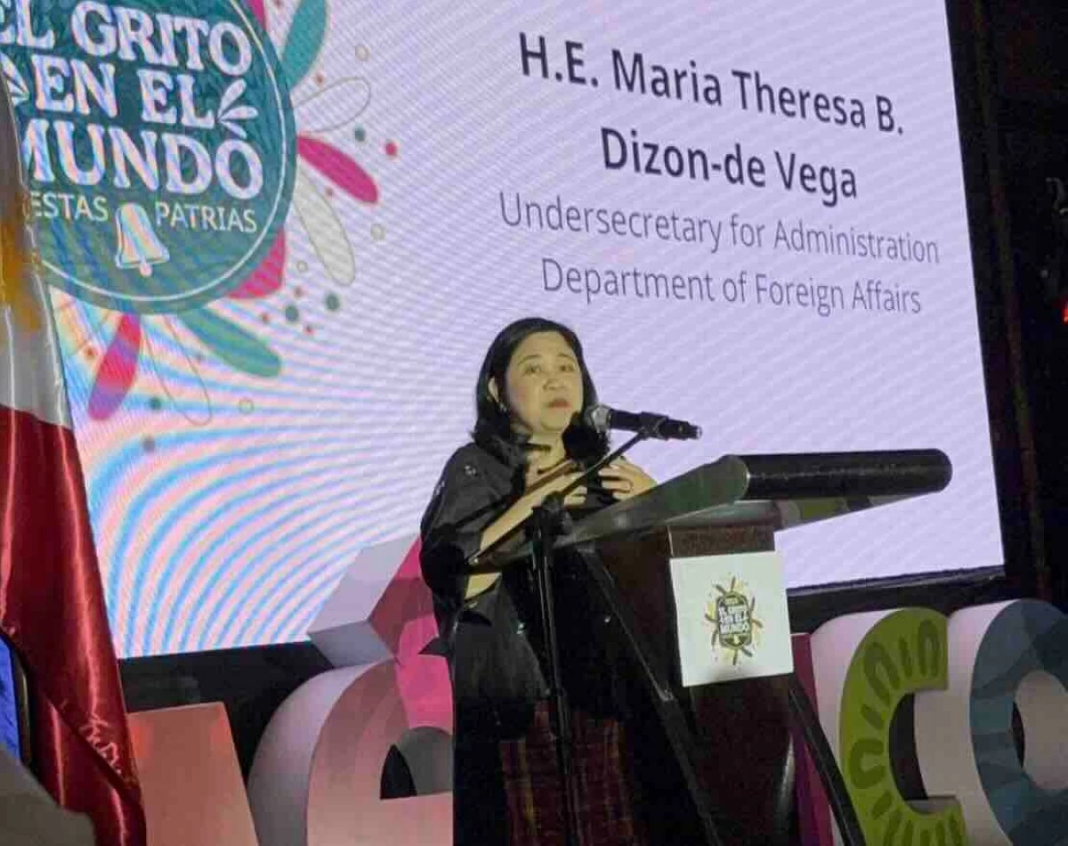 Department of Foreign Affairs Undersecretary Maria Theresa Dizon-De Vega delivers her official address