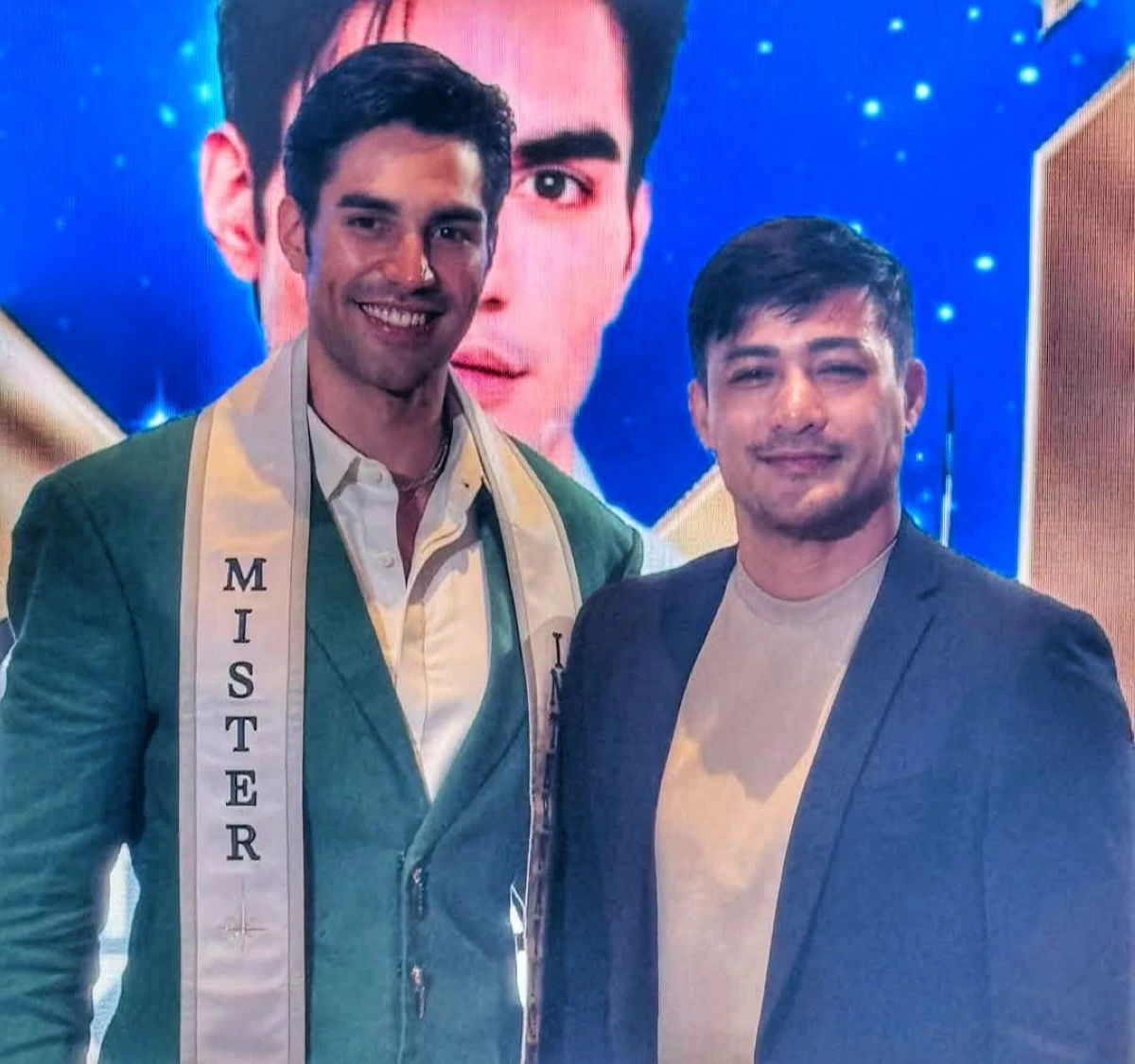 The two dashing Filipino men who have won the Mister International crown: Kirk Bondad (2025) and Neil Perez, a policeman (2014)
