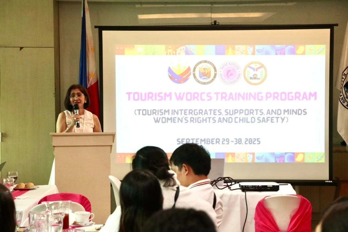 Mayor Emi Calixto-Rubiano speaks before participants of Tourism Integrates, Supports, and Minds Women’s Rights and Safety training program (Photo from Pasay PIO)