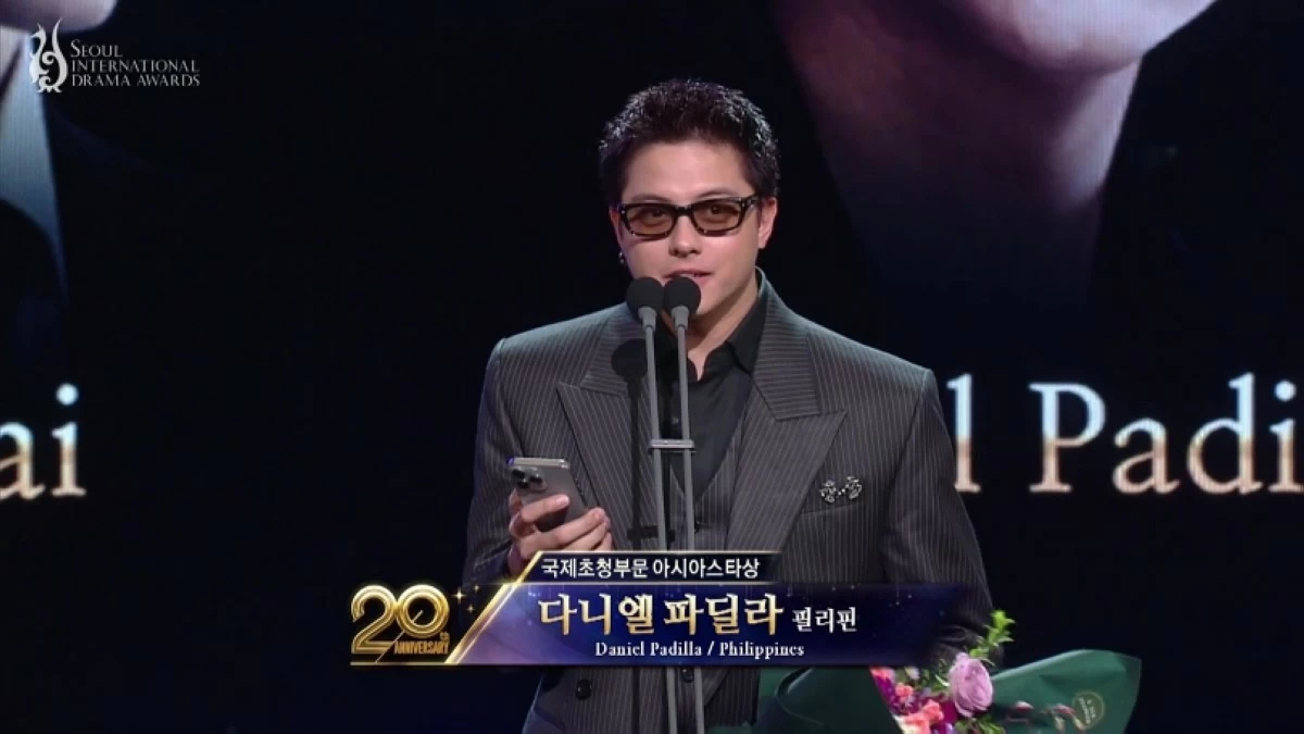 Filipino actor Daniel Padilla, winner of the Outstanding Asian Star (Philippines), at the 2025 Seoul International Drama Awards ceremony in Seoul on Oct. 2 (Screenshot from The K-pop video on YouTube)