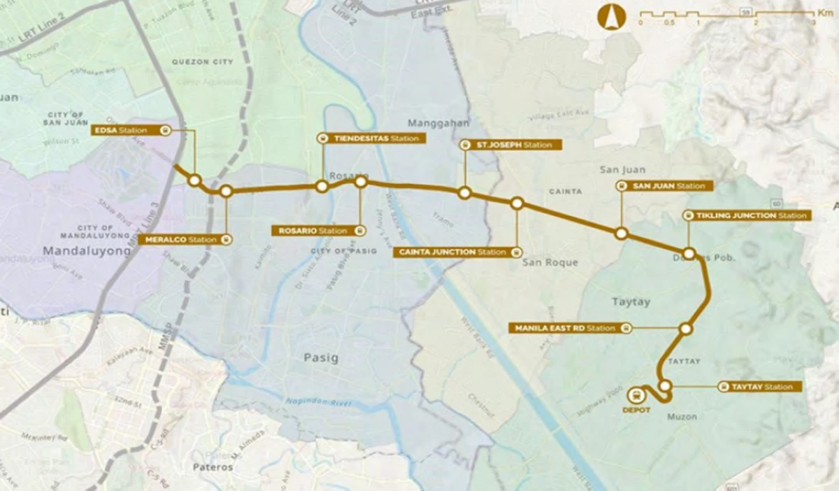 Proposed alignment of MRT-4 stations (ADB photo)