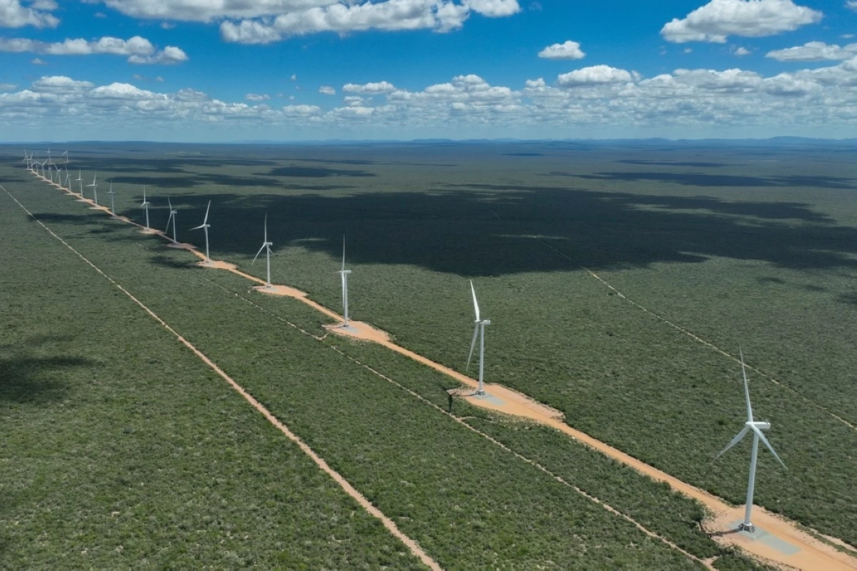 FILE - Wind turbines operate in a rural area near Canudos, Bahia state, Brazil, March 9, 2024. (AP Photo/Andre Penner, File)