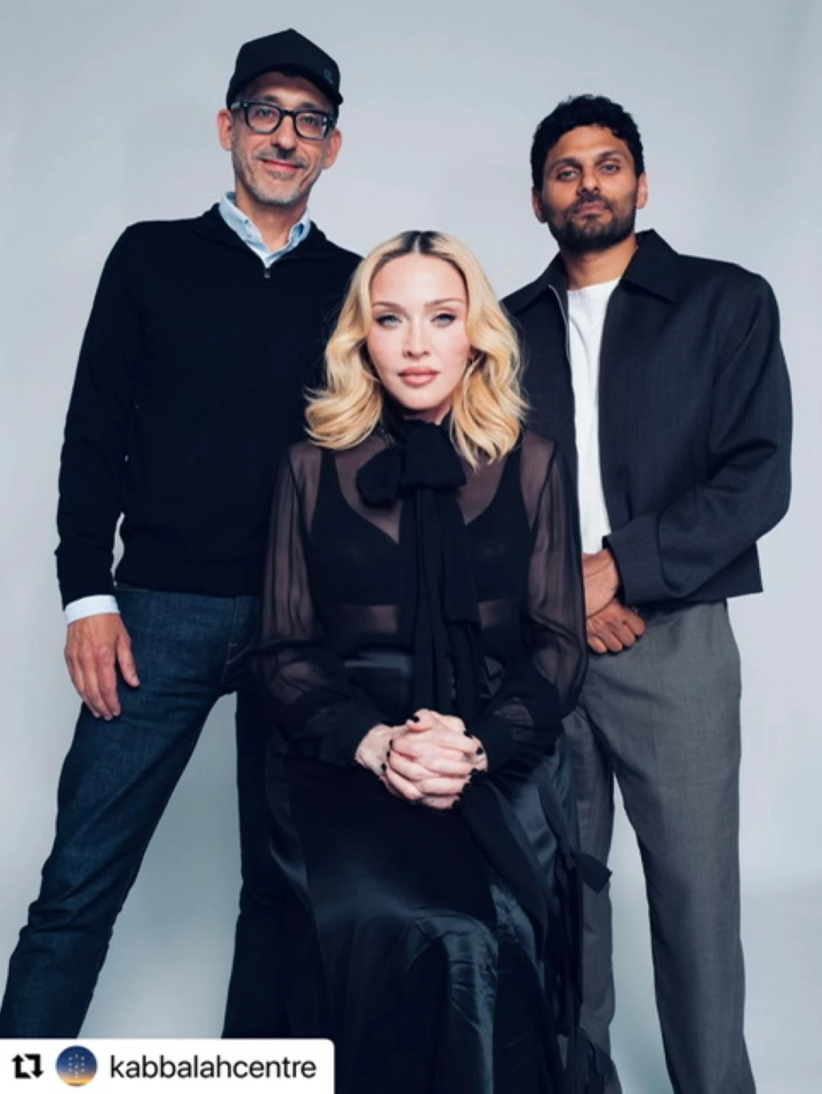 Madonna with Jay Shetty and Eitan Yardeni
