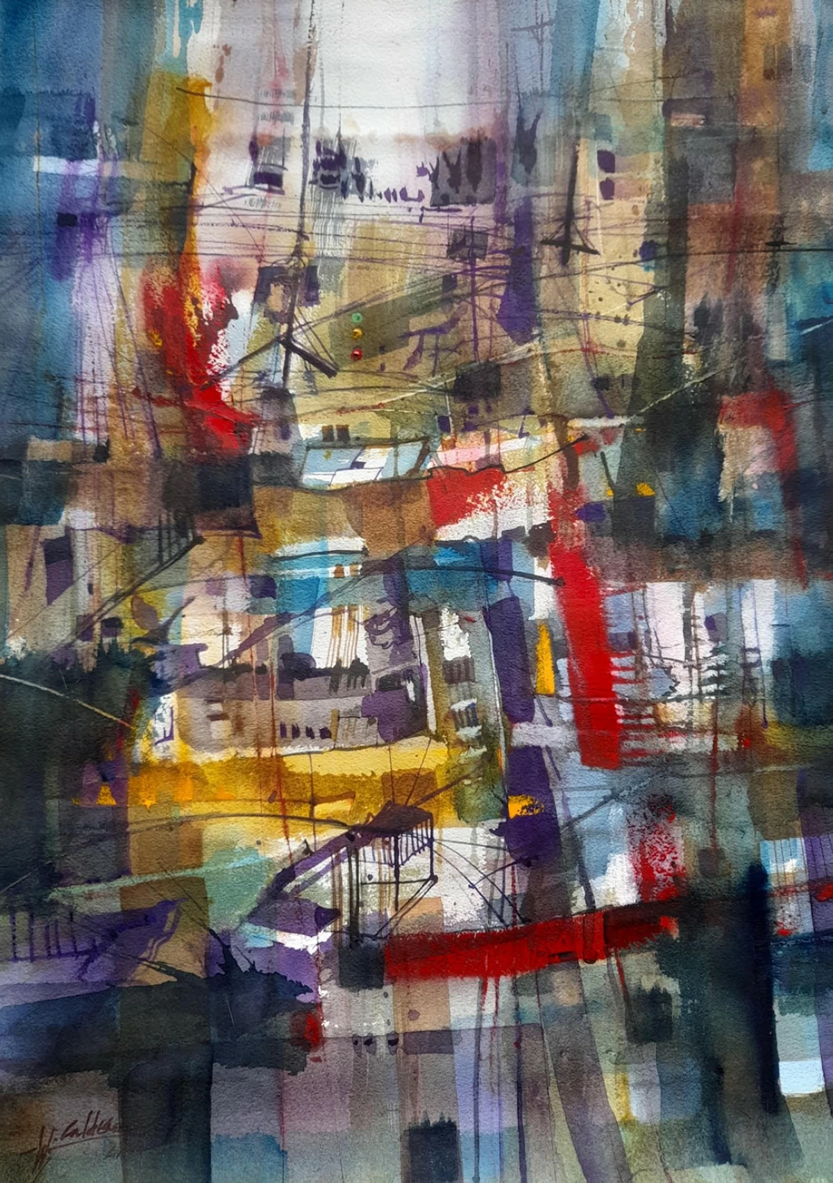 'CHAOTIC PROGRESS' watercolor on paper, 2025